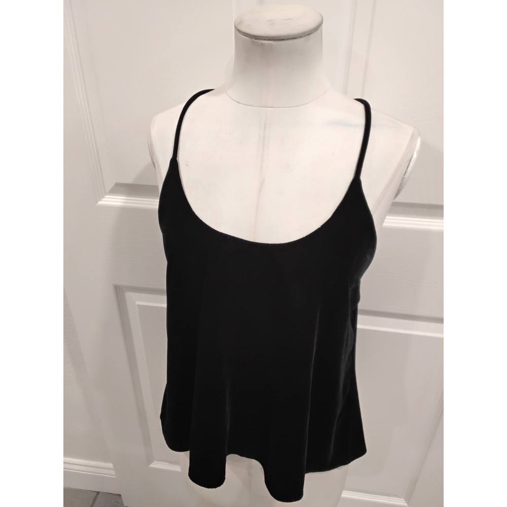ZARA Black Velvet Spaghetti Strap Cami Tank Top Women's Size S